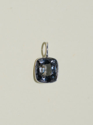 Licorice Navy Spinel Cushion Cut Charm in White 14k Gold