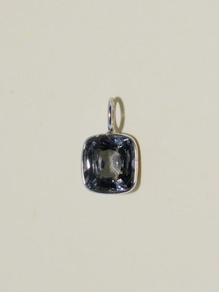 Licorice Navy Spinel Cushion Cut Charm in White 14k Gold