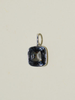 Licorice Navy Spinel Cushion Cut Charm in White 14k Gold