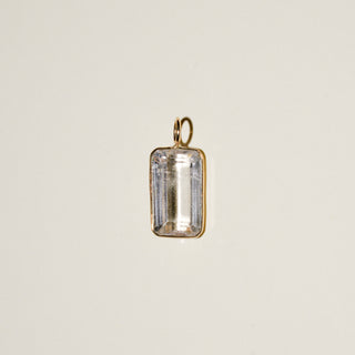Cloud Kunzite Emerald Cut Charm in 14k Yellow Gold