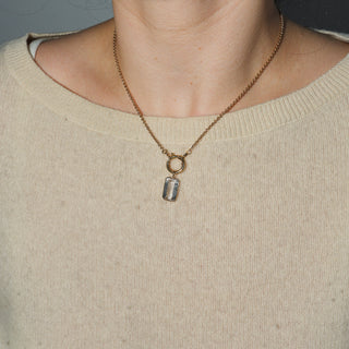 Cloud Kunzite Emerald Cut Charm in 14k Yellow Gold