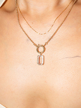 Jetstream Kunzite Emerald Cut Charm in Yellow 14k Gold