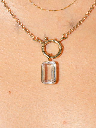 Jetstream Kunzite Emerald Cut Charm in Yellow 14k Gold