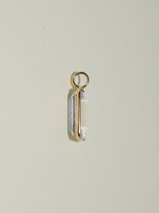 Winged Kunzite Emerald Cut Charm in Yellow 14k Gold