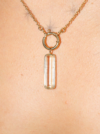 Nimbus Kunzite Emerald Cut Charm in Yellow 14k Gold