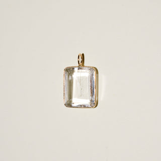 Snow Kunzite Rectangle Cut Charm in 14k Yellow Gold