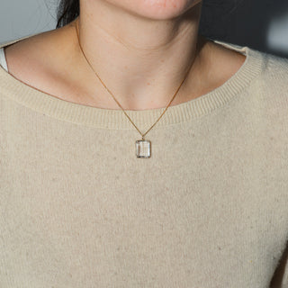 Snow Kunzite Rectangle Cut Charm in 14k Yellow Gold