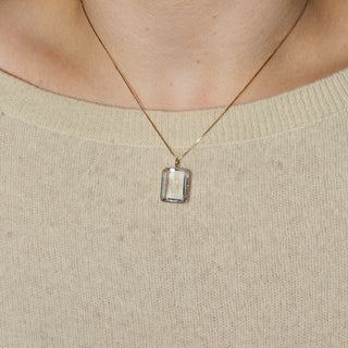 Snow Kunzite Rectangle Cut Charm in 14k Yellow Gold