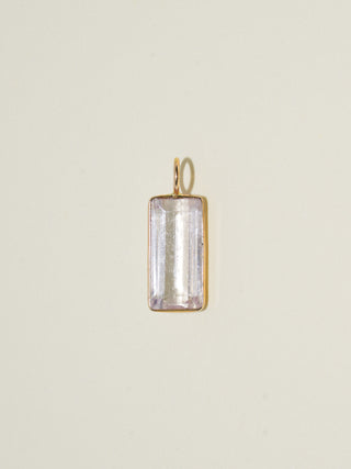 Softie Kunzite Emerald Cut Charm in Yellow 14k Gold