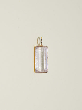 Softie Kunzite Emerald Cut Charm in Yellow 14k Gold