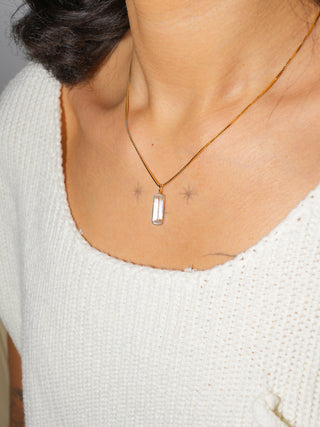 Mystic Glow Kunzite Baguette Cut Charm in Yellow 14k Gold