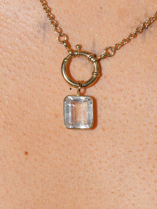 Marshmallow Kunzite Emerald Cut Charm in Yellow 14k Gold