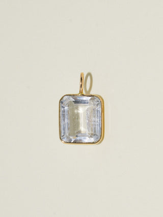 Marshmallow Kunzite Emerald Cut Charm in Yellow 14k Gold