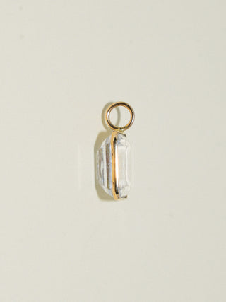 Marshmallow Kunzite Emerald Cut Charm in Yellow 14k Gold