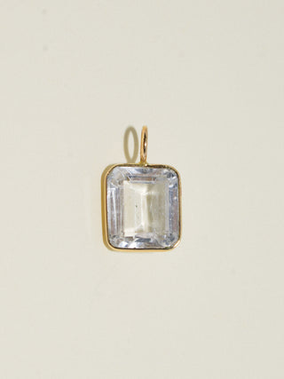 Marshmallow Kunzite Emerald Cut Charm in Yellow 14k Gold