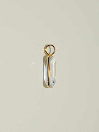 Misty Sea Day Kunzite Emerald Cut Charm in Yellow 14k Gold