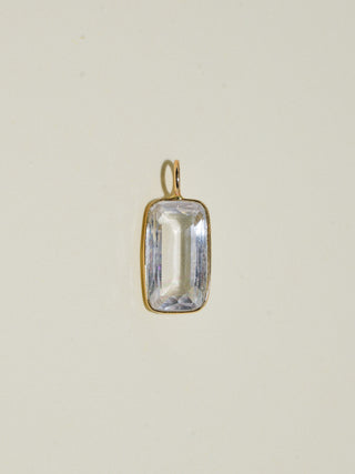 Misty Sea Day Kunzite Emerald Cut Charm in Yellow 14k Gold