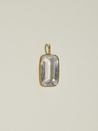 Misty Sea Day Kunzite Emerald Cut Charm in Yellow 14k Gold