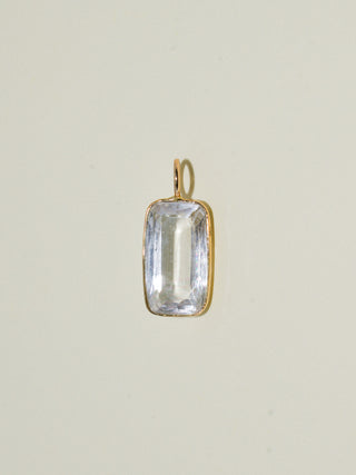 Misty Sea Day Kunzite Emerald Cut Charm in Yellow 14k Gold