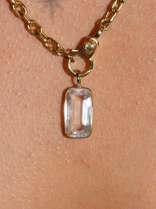 Misty Sea Day Kunzite Emerald Cut Charm in Yellow 14k Gold
