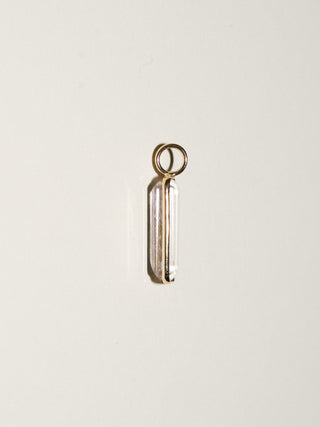 White Parakeet Kunzite Baguette Cut Charm in Yellow 14k Gold