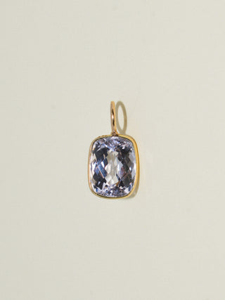 Pillow Princess Kunzite Rose Cushion Cut Charm in Yellow 14k Gold