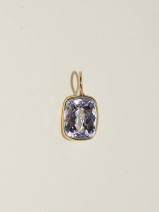 Pillow Princess Kunzite Rose Cushion Cut Charm in Yellow 14k Gold