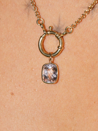 Pillow Princess Kunzite Rose Cushion Cut Charm in Yellow 14k Gold
