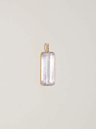 Skyfall Kunzite Emerald Cut Charm in Yellow 14k Gold
