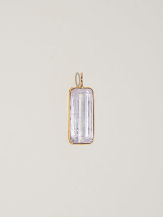Skyfall Kunzite Emerald Cut Charm in Yellow 14k Gold