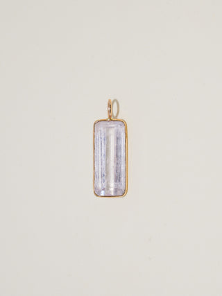 Skyfall Kunzite Emerald Cut Charm in Yellow 14k Gold