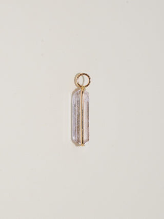 Skyfall Kunzite Emerald Cut Charm in Yellow 14k Gold