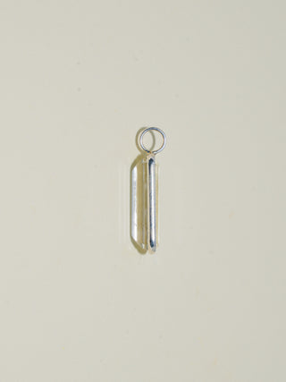 Tall Glass Kunzite Emerald Cut Charm in Sterling Silver