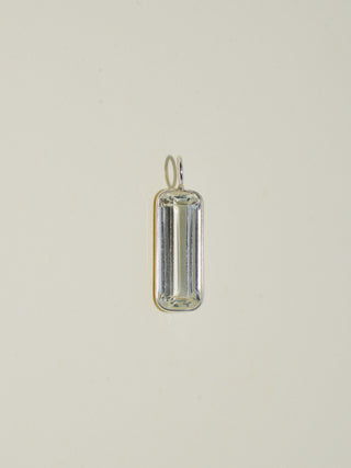 Tall Glass Kunzite Emerald Cut Charm in Sterling Silver