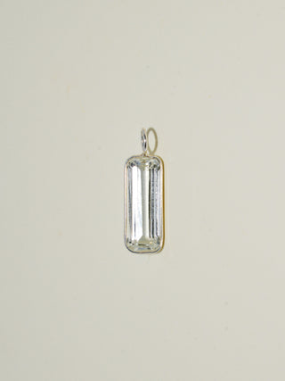 Tall Glass Kunzite Emerald Cut Charm in Sterling Silver