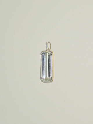 Tall Glass Kunzite Emerald Cut Charm in Sterling Silver