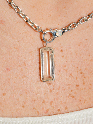 Soy Milk Kunzite Emerald Cut Charm in Sterling Silver