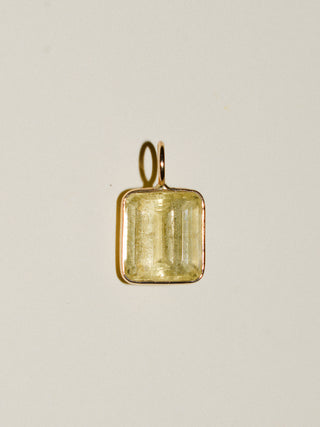 Lemon Verbena Heliodor Emerald Cut Charm in Yellow 14k Gold