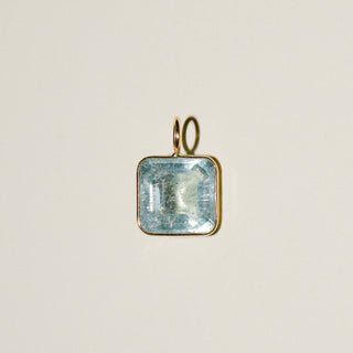 Frost Blue Aquamarine Square Cut Charm in 14k Yellow Gold
