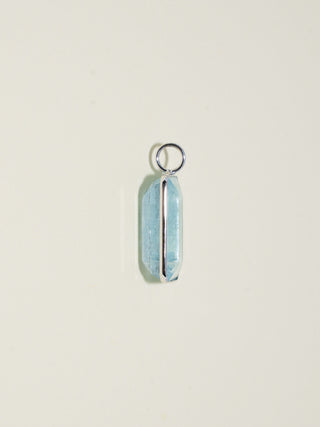 Archie Aquamarine Emerald Cut Charm in White 14k Gold