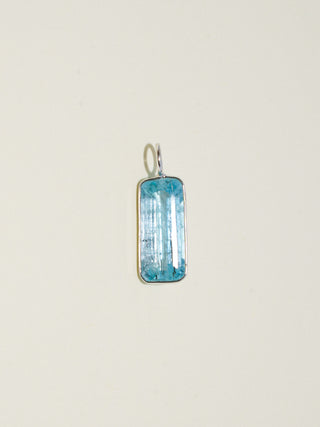 Self-Assured Aquamarine Emerald Cut Charm in White 14k Gold