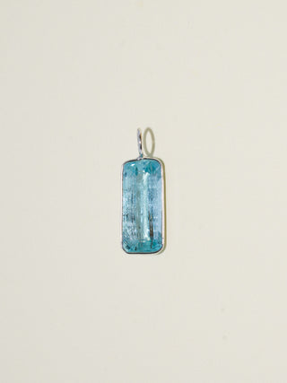 Self-Assured Aquamarine Emerald Cut Charm in White 14k Gold