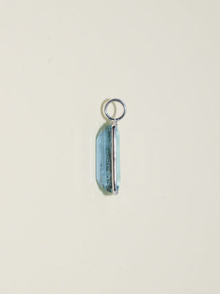 Self-Assured Aquamarine Emerald Cut Charm in White 14k Gold