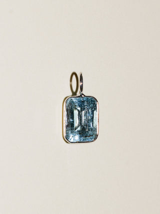 Frozen Aquamarine Emerald Cut Charm in 14k White Gold