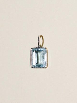 Lovergirl Aquamarine Emerald Cut Charm in White 14k Gold