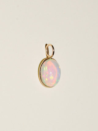 Kaleidoscope Opal Cabochon Cut Charm in 14k Yellow Gold