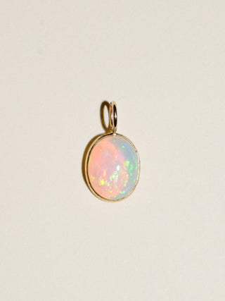 Kaleidoscope Opal Cabochon Cut Charm in 14k Yellow Gold