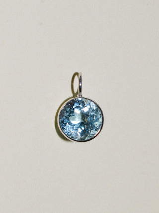 Militza Aquamarine Round Cut Charm in White 14k Gold