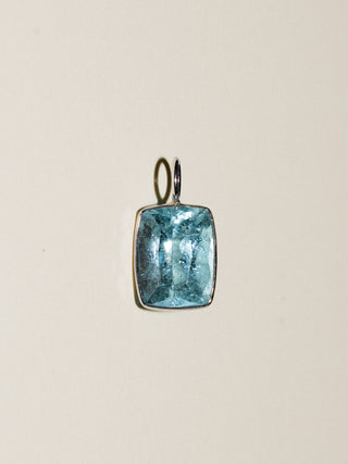 Ballgown Aquamarine Cushion Cut Charm in 14k White Gold