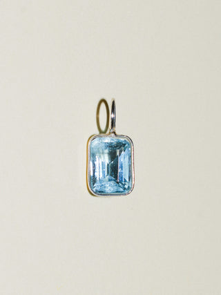 Clue Aquamarine Emerald Cut Charm in Sterling Silver
